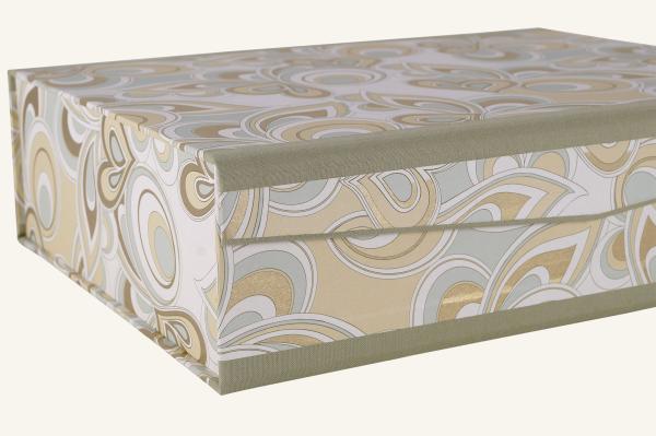 Stabile Sammelschachtel mit Leinenkanten Schreibweise Manufakttur